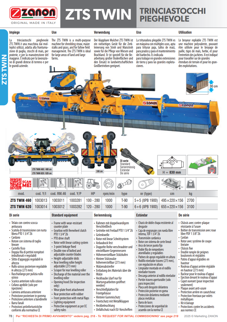 Broyeur pliable - ZTS TWIN - ZANON Vitiwald