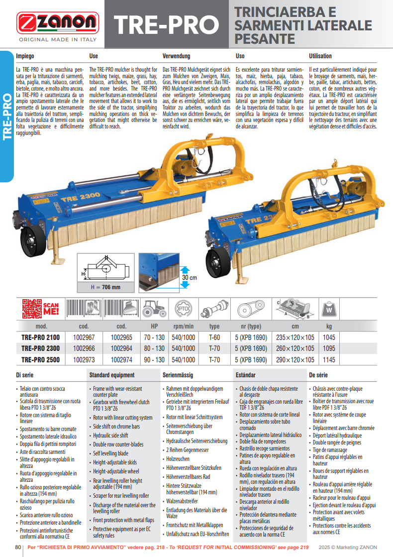 Broyeur robuste à mouvement latéral - TRE-PRO - ZANON Vitiwald