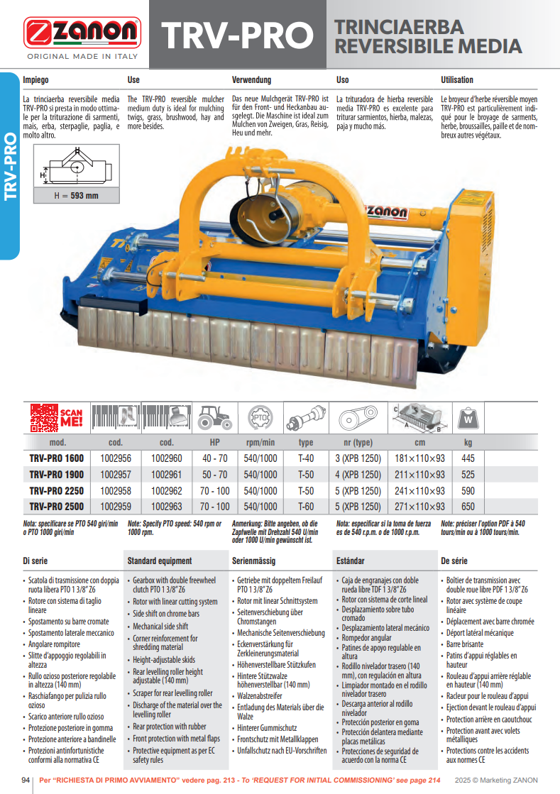 Broyeur réversible de puissance moyenne - TRV-PRO - ZANON Vitiwald
