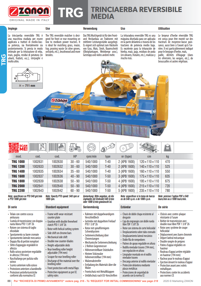 Broyeur réversible de puissance moyenne - TRG - ZANON Vitiwald