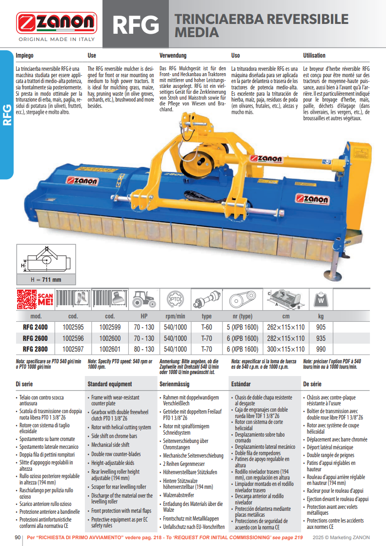 Broyeur réversible de puissance moyenne - RFG - ZANON Vitiwald