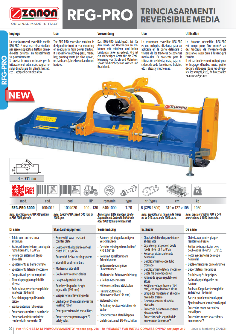 Broyeur réversible de puissance moyenne - RFG-PRO - ZANON Vitiwald