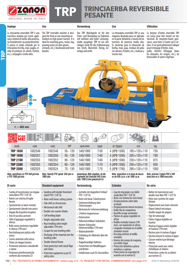 Broyeur réversible robuste - TRP - ZANON Vitiwald