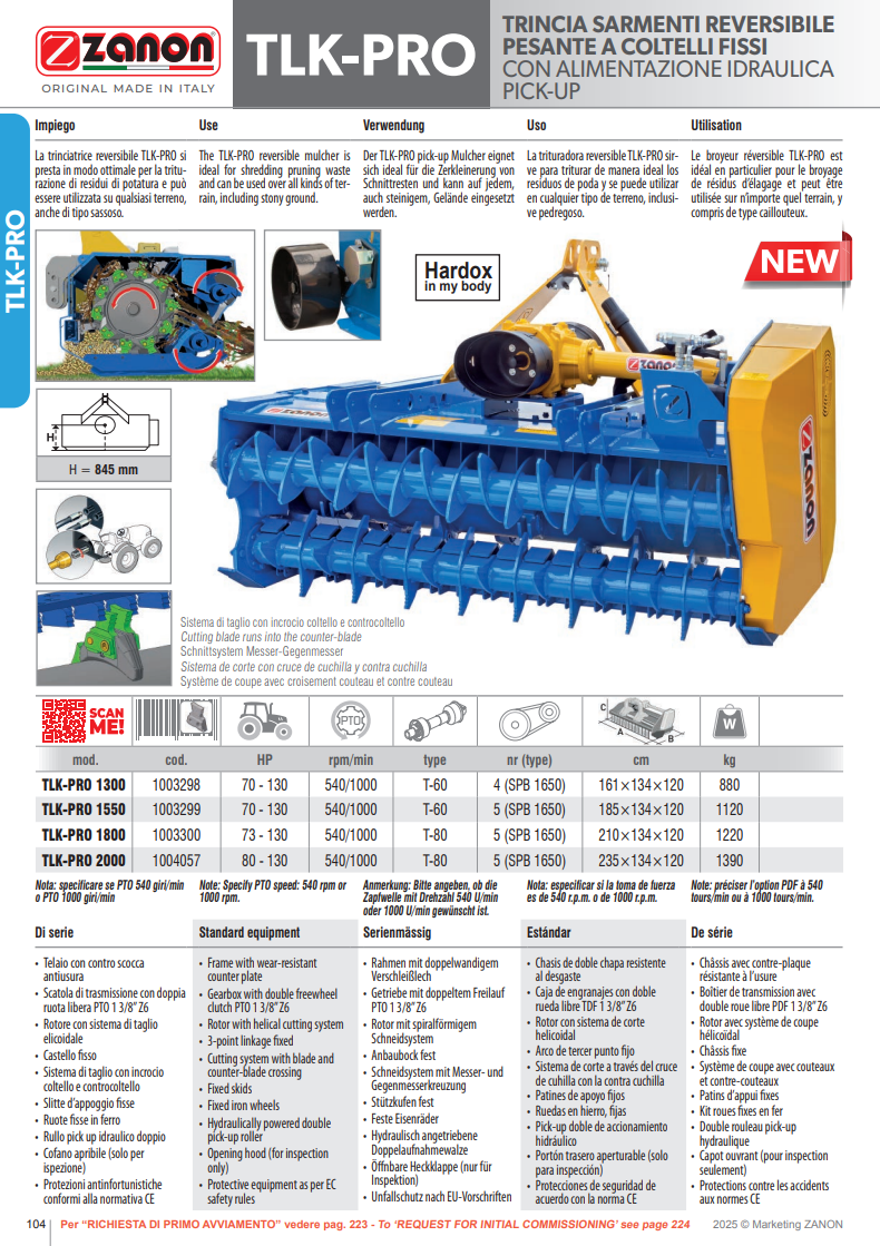 Broyeur réversible robuste avec lames fixes et ramassage hydraulique - TLK-PRO - ZANON Vitiwald