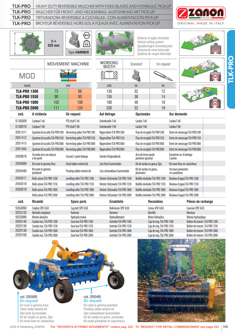 Broyeur réversible robuste avec lames fixes et ramassage hydraulique - TLK-PRO - ZANON Vitiwald