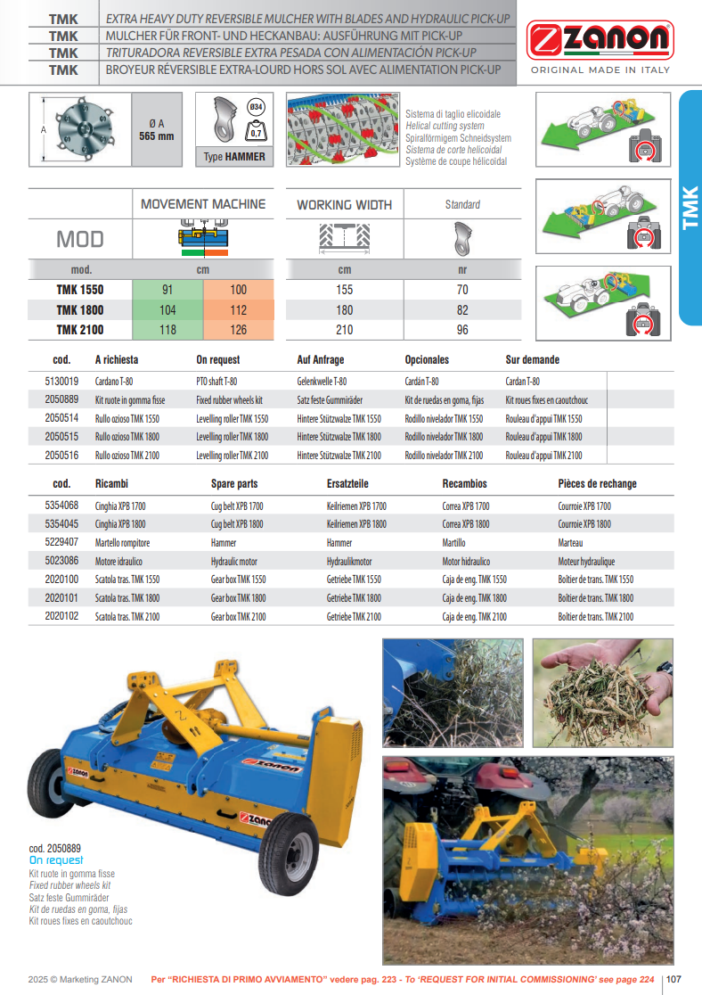 Broyeur réversible ultra-robuste avec lames et ramassage - TMK - ZANON Vitiwald