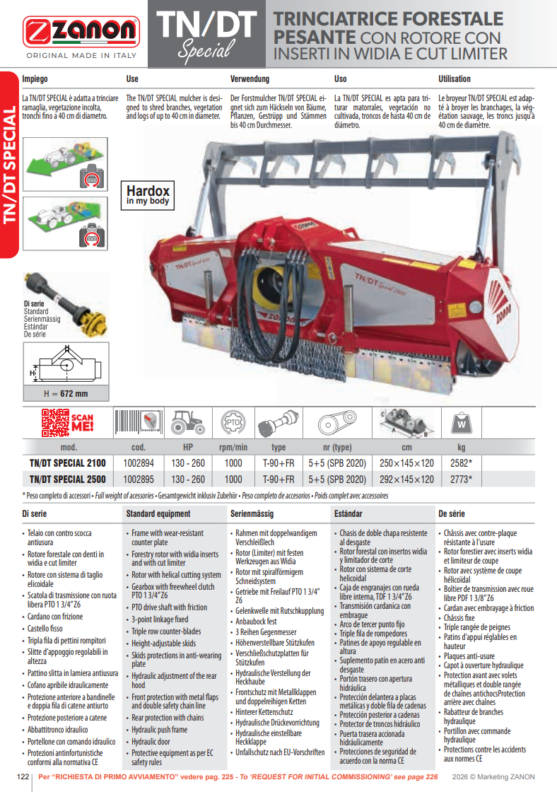 Broyeur forestier robuste avec rouleaux Widia® - SPÉCIAL TN/DT - ZANON Vitiwald
