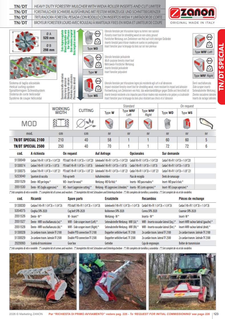 Broyeur forestier robuste avec rouleaux Widia® - SPÉCIAL TN/DT - ZANON Vitiwald