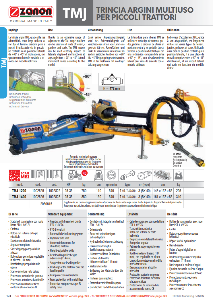 Broyeur déporté pour tracteurs compacts - TMJ - ZANON Vitiwald