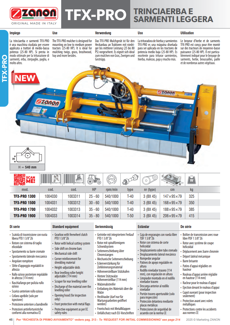 Broyeur léger TFX-PRO ZANON Vitiwald